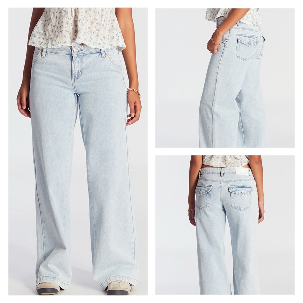 Pacsun Casey Low Rise Baggy Jeans Button Pocket Light Indigo - Women's 33 x 33L